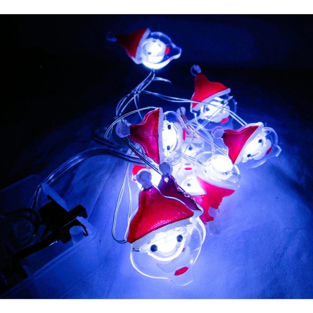 Christmas House LED Santa Face String Lights 10 Count 3 Feet Battery Powered